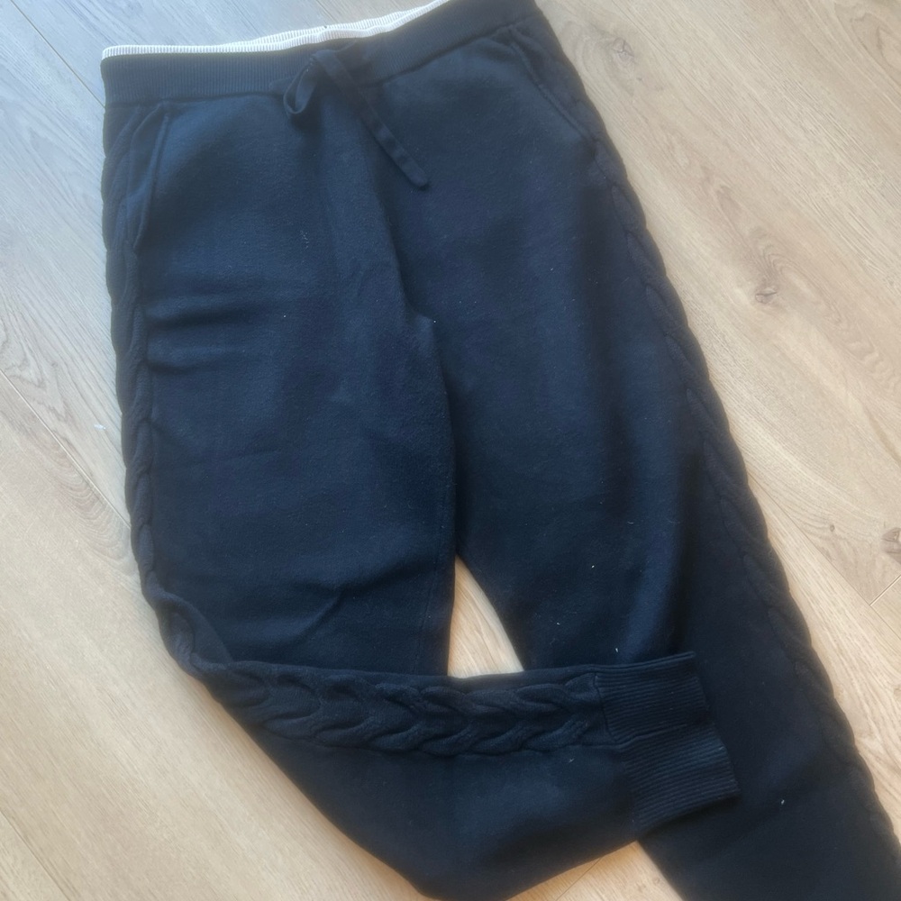 MONROW Designer Soft Knit Black Cable/Braided Joggers Size S
